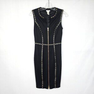CACHE Black Dress with Gold Studded Accents, Women's Size 0